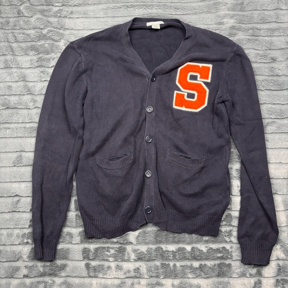 Tri-Mountain Syracuse University Cardigan Sweater Navy Blue Mens Medium Cotton‎
